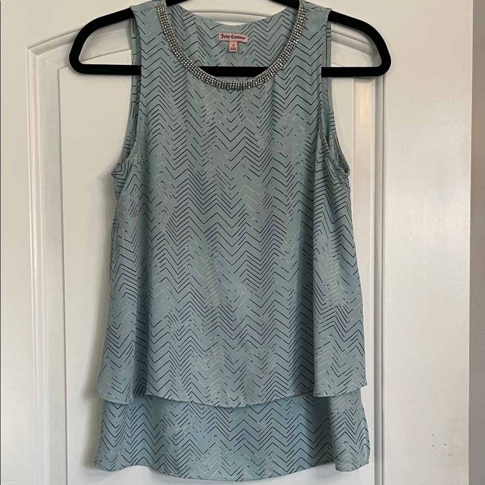 Juicy Couture Teal Chevron Layered Blouse